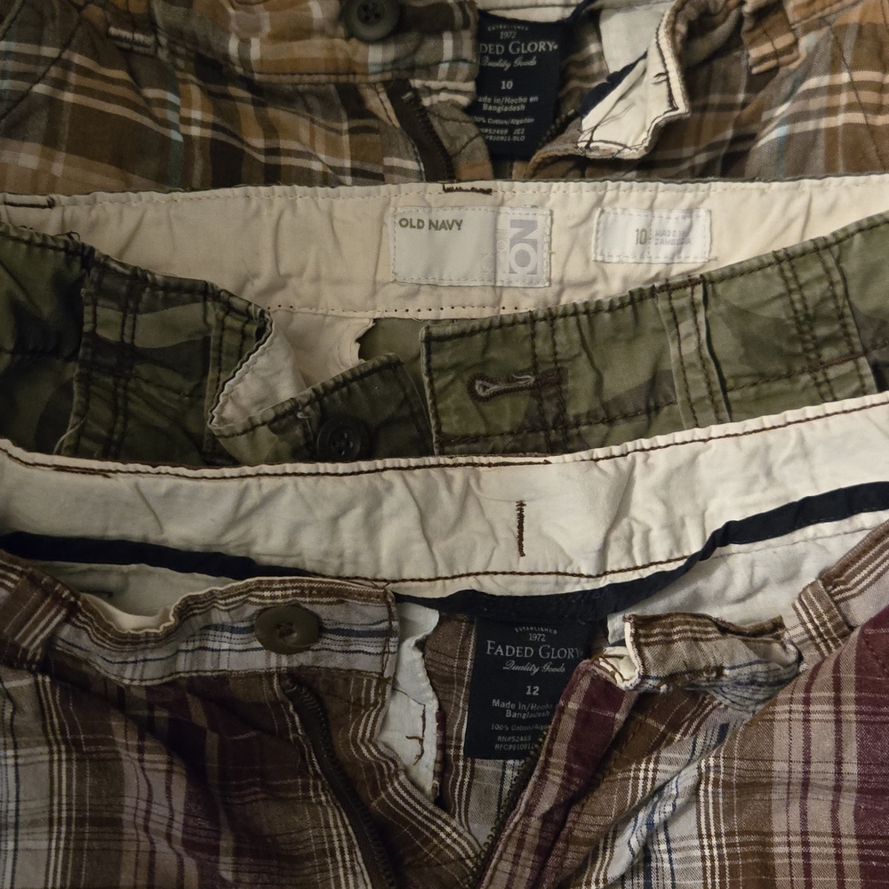 Multiples Kids Plaid Shorts - Brown and Green